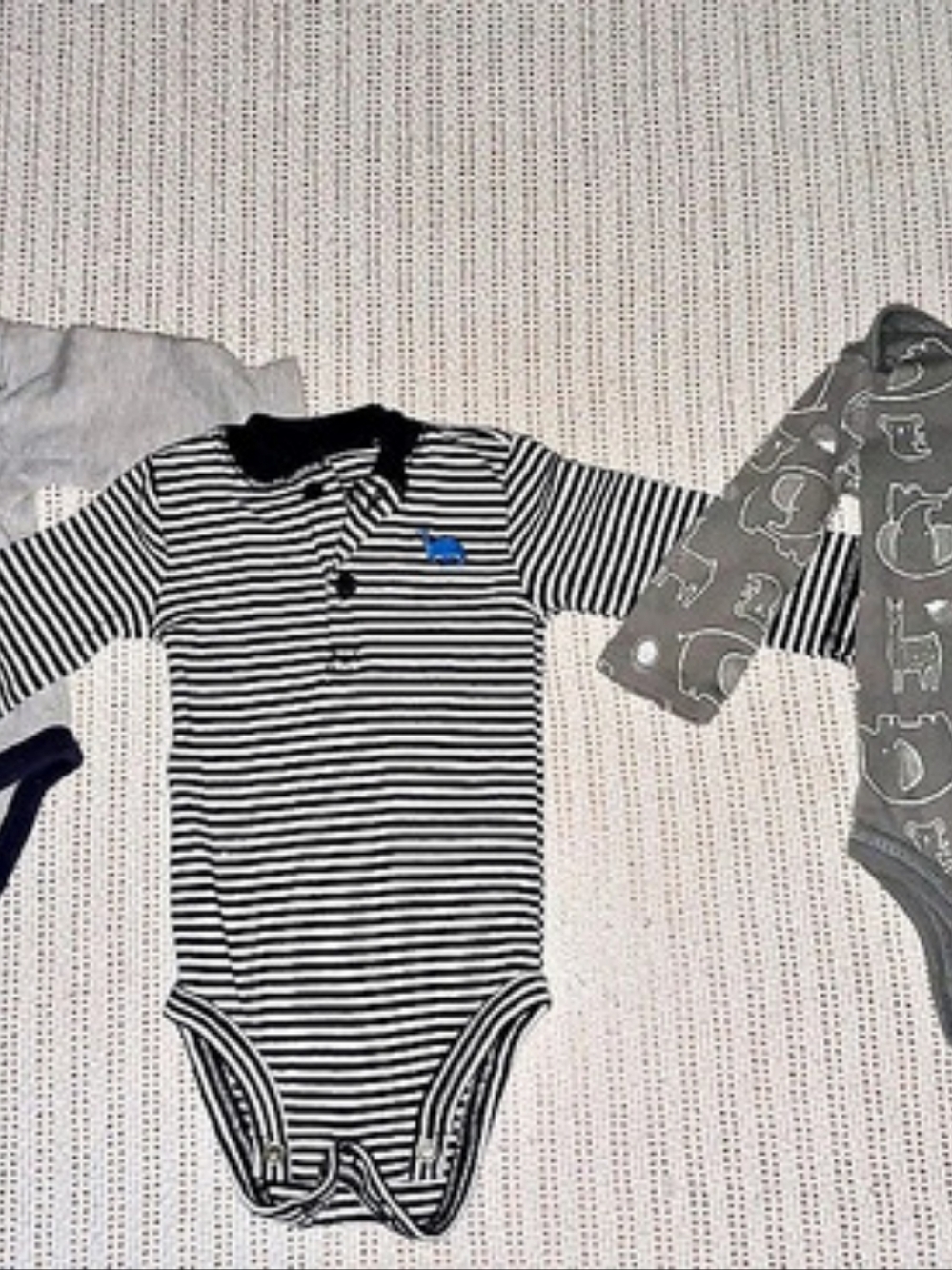 3-Piece Bodysuit Set in Gray & Black Baby 3M